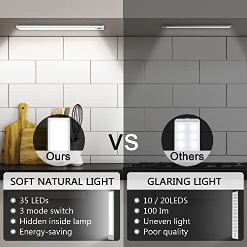 LED Motion Sensor Cabinet Light, Under Cabinet Lights, Wireless USB Rechargeable Kitchen Night Lights, Stick-on Anywhere Battery Powered Operated Light, 35-LED Light for Stairway Wardrobe, Closets