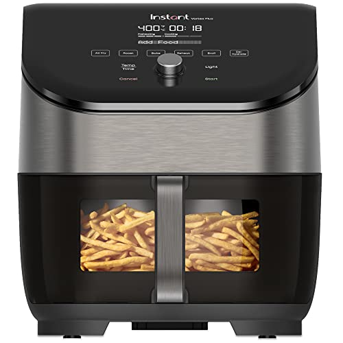 Instant Vortex Plus 6QT Air Fryer with Odor Erase Technology, 6-in-1 Functions that Crisps, Roasts, Broils, Dehydrates, Bakes & Reheats, 100+ In-App Recipes, from the Makers of Instant Pot, Black