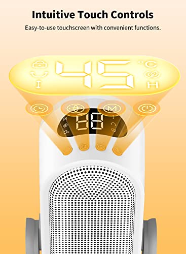 Space Heater for Indoor Use, 1500W Ceramic Electric Heater with Thermostat, Remote, 8H Timer, Tip-over Protection, 120° Oscillation Fast Heating Heater for Bedroom, Office, Home (White)