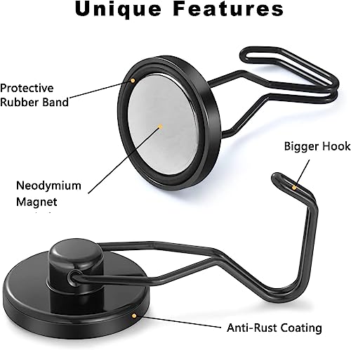 Ridegeek Magnetic Hooks, Large Magnet Hook 75LBS for Refrigerator,Grill,Holder, Heavy Duty Magnets Hooks with Neodymium,Outdoor,Utensil,Fridge,Kitchen,BBQ,Hanging