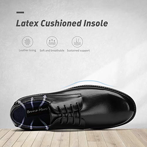 Bruno Marc Men's Downing-02 Black Leather Lined Dress Oxford Shoes Classic Lace Up Formal Size 8 M US