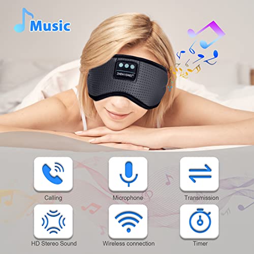 Sleep Headphones White Noise Bluetooth Sleep Mask 3D Music Sleeping Eye Mask Sleeping Headphones for Side Sleepers Sleep Mask with Bluetooth Headphones Gifts for Men Women