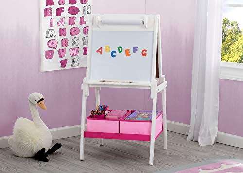 Delta Children MySize Kids Double-Sided Storage Easel -Ideal for Arts & Crafts, Homeschooling and More,- Greenguard Gold Certified, Bianca White