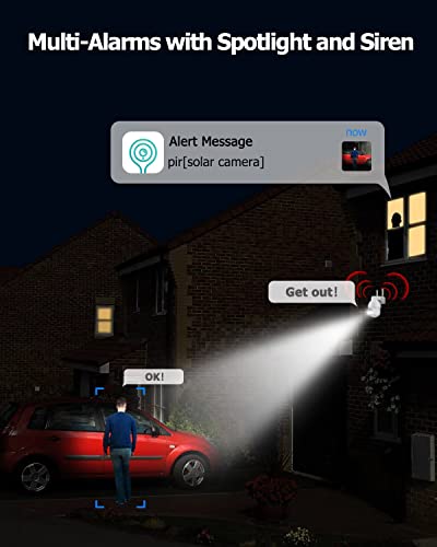 Rebluum Security Camera Wireless Outdoor, 2K Solar ,Battery Powered 360°PTZ Security Camera,Color Night Vision,PIR Motion Detection,2-Way Audio,Compatible with Alexa