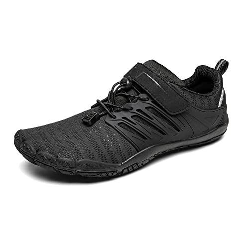 NORTIV 8 Men's Barefoot Water Shoes Quick Dry Lightweight Sports Aqua Shoes Black US Size 9.5 SNWS221M