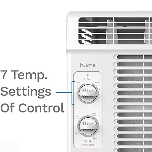 hOmeLabs Window Air Conditioner 5000 BTU - Easy Mechanical Control Compact AC Unit with Washable Reusable Filter, 2 Cooling Speeds, 2 Fan Speeds - Ideal for Bedroom and Rooms up to 150 Sq. Ft.