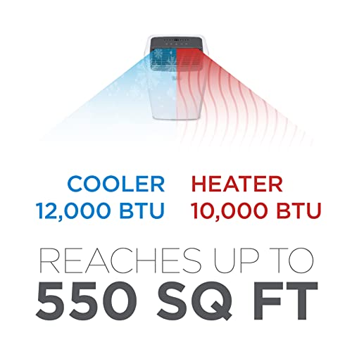 BLACK+DECKER 12,000 BTU Air Conditioner Portable for Room up to 550 Sq. Ft, 4-in-1 AC Unit, Dehumidifier, Heater, & Fan, Portable AC with Installation Kit & Remote Control
