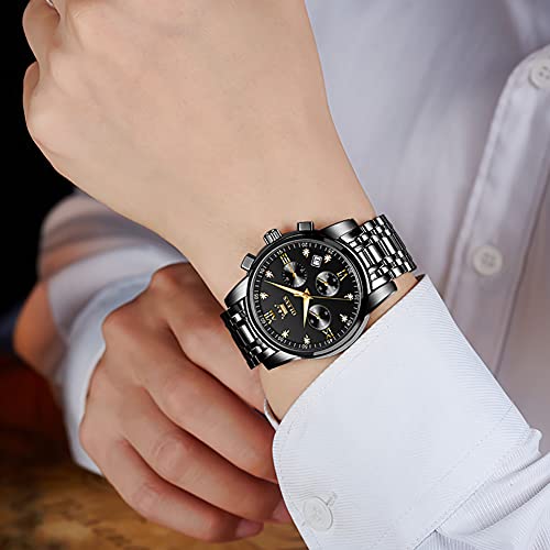 OLEVS Watch Men Watches Fashion Black Luxury Waterproof Multiple Dials Multifunction Watch Waterproof Watch Luminous for Men with Date Watches for Men Black Watch for Men