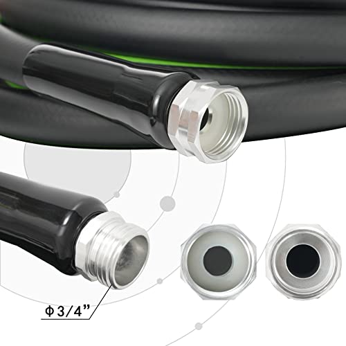 Heavy Duty Garden Hose 5/8" Super Flexible Water Hose with 10 Function Sprayer Nozzle 3/4" Solid Fittings Leakproof Hose 450 Burst PSI Watering Pipe Car Wash (25FT, Black+Green)