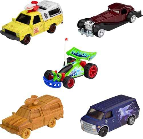 Hot Wheels Premium Disney 100 Bundle, 5 1:64 Scale Disney-Themed Premium Cars from Disney and Pixar, Commemorative Box for Collectors