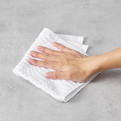 Amazon Basics 100% Cotton Kitchen Dish Cloths, 12 x 12-Inch, Absorbent Durable Ringspun Cloth - 8-Pack, White