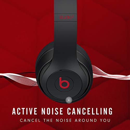 Beats Studio3 Wireless Noise Cancelling Over-Ear Headphones - Apple W1 Headphone Chip, Class 1 Bluetooth, 22 Hours of Listening Time, Built-in Microphone - Defiant Black-Red (Latest Model)