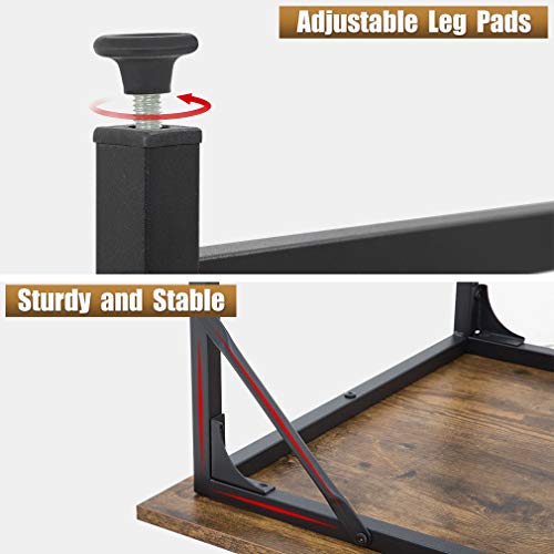 Computer Desk Home Office Desk 48”W x 24”D Gaming Desk Corner Writing Black Large Student Art Modren Simple Style PC Wood and Metal Desk Workstation for Small Space,Vintage