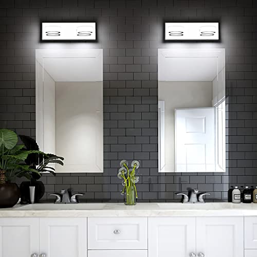 Joosenhouse 2-Light Bathroom Vanity Light 13.4" Inch Long 12W Dimmable Chrome Bathroom Light Fixtures Adjustable LED Lights for Bathroom 6000k Color 110V AC