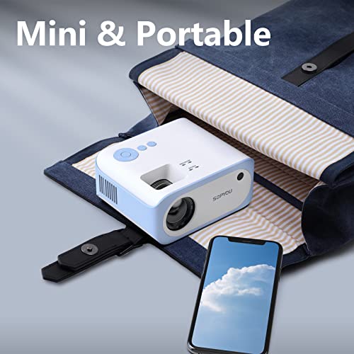 Mini Projector, Native 1080P Full HD 9000L SOPYOU Movie Outdoor Projector 4K Supported, Video Mini Portable Projector for HDMI, USB, Laptop, TV Stick, PS5, IOS & Android, U Disk