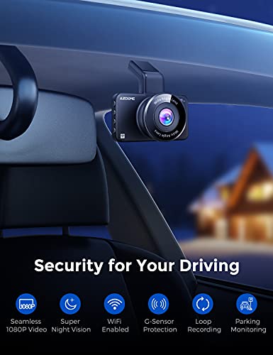 AZDOME M17 WiFi Dash Cam with APP 1080P FHD DVR Car Driving Recorder 3 Inch IPS Screen Dashboard Camera 150° Wide Angle, G-Sensor, Parking Monitor, Loop Recording, Super Night Vision