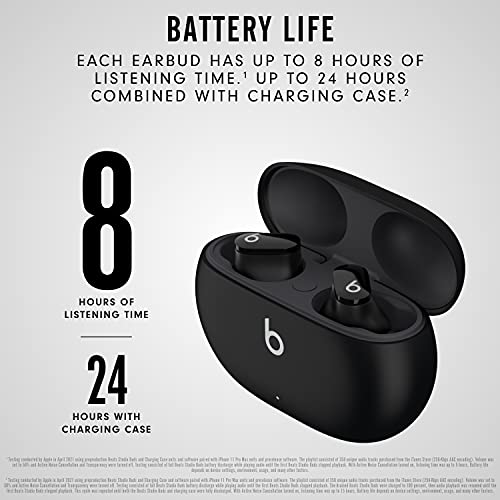 Beats Studio Buds – True Wireless Noise Cancelling Earbuds – Compatible with Apple & Android, Built-in Microphone, IPX4 Rating, Sweat Resistant Earphones, Class 1 Bluetooth Headphones - Black