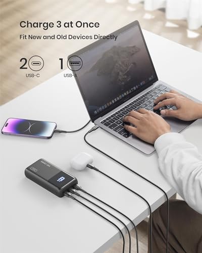 INIU Power Bank, 25000mAh 65W USB C Laptop Portable Charger, PD QC Fast Charging 3-Output External Battery Pack for Laptop MacBook Dell XPS iPad Tablet Steam Deck iPhone 15 14 13 Pro Samsung S22 etc