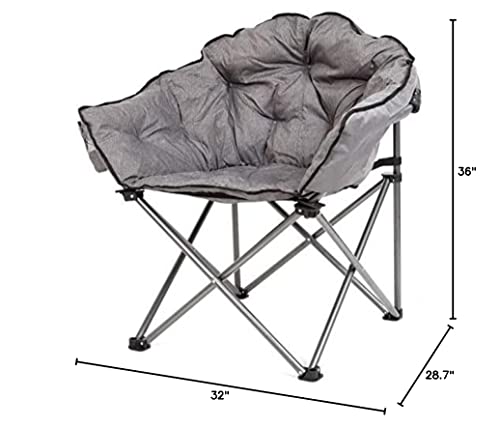 MacSports C932S-129 Padded Cushion Outdoor Folding Lounge Patio Club Chair, Gray