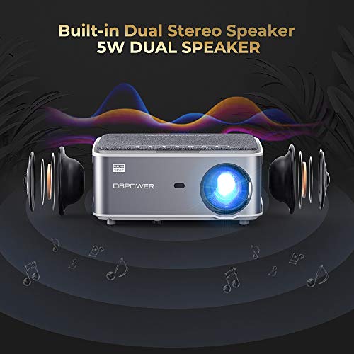 DBPOWER Native 1080P 5G 4K WiFi Projector, Upgrade 20000L 500 ANSI FHD Outdoor Movie Projector, Support 4P+4D Keystone/Zoom/PPT, 300" Portable Mini Video Projector Compatible w/Phone/Laptop/DVD/PC/TV