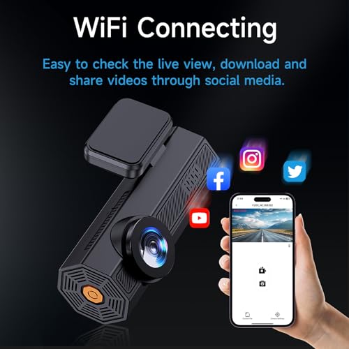 E-YEEGER 2.5K Dash Cam Front: Mini Dash Cam for Cars, 1440P Car Camera with APP, WiFi Dash Cam with WDR Night Vision, 24 Hours Parking Monitor Dashcams, 170°Wide, G-Sensor