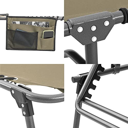 KingCamp Reclining Lounger Chair Camping Cots, 74.8" x 23.2" x 13.3", Beige