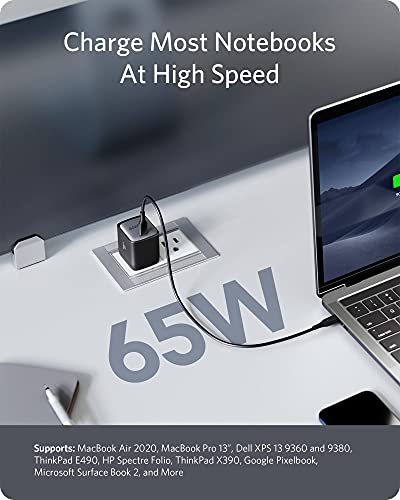 Anker USB C 715 (Nano II 65W), GaN II PPS Fast Compact Foldable Charger for MacBook Pro/Air, Galaxy S20/S10, Dell XPS 13, Note 20/10+, iPhone 13/Pro/Mini, iPad Pro, Pixel, and More