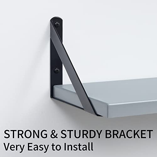 Fun Memories Floating Shelves for Wall Set of 3, Modern Grey Wall Mounted Shelves for Home Decor Storage, Floating Book Shelf Bathroom Shelf with Visible Bracket