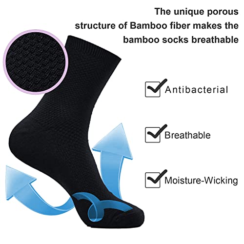 MissShorthair 6 Pairs Men's Bamboo Dress Socks,Moisture Wicking Durable Mens Socks,Soft Breathable Bamboo Socks for Men,Navy/Gray/Black