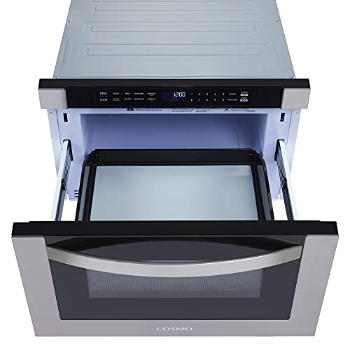 COSMO COS-12MWDSS 24 in. Built-in Microwave Drawer with Automatic Presets, Touch Controls, Defrosting Rack and 1.2 cu. ft. Capacity in Stainless Steel