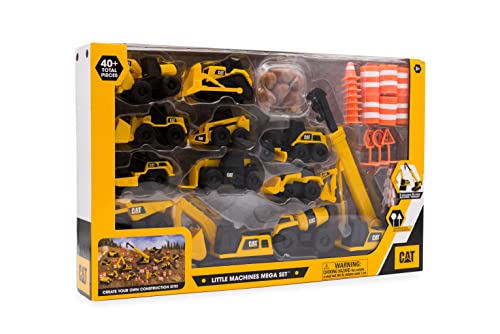 CatToysOfficial CAT Little Machines Mega Activity Playset w/ 41 Pieces, XL Crane/Excavator & Construction Site Accessories - Kids Toys 3+