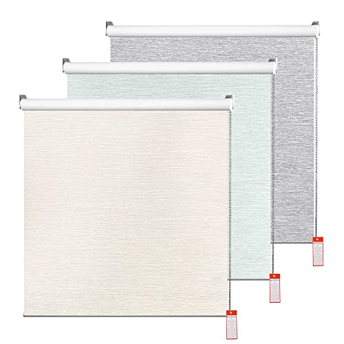 Homebox 100% Blackout Roller Window Shades,Faux Wooden Window Blinds,Roll Up and Pull Down Shades for Indoor Window,Window Shade for Home,Beige,22" W x 72" H