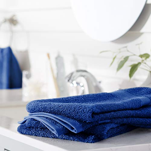 Amazon Basics Fade Resistant Cotton Washcloth, Navy Blue - Pack of 6