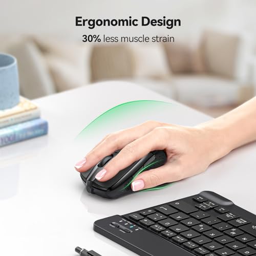 TECKNET Wireless Mouse, 2.4G Ergonomic Optical Mouse, Computer Mouse for Laptop, PC, Computer, Chromebook, Notebook, 6 Buttons, 24 Months Battery Life, 2600 DPI, 5 Adjustment Levels