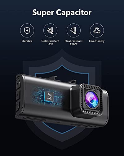 REDTIGER Dash Cam Front Rear, 4K/2.5K Full HD Dash Camera for Cars, Free 32GB SD Card, Built-in Wi-Fi GPS, 3.18” IPS Screen, Night Vision, 170°Wide Angle, WDR, 24H Parking Mode