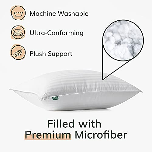 Fern and Willow Pillows for Sleeping - Set of 2 Queen Size Down Alternative Pillow Set w/Luxury Plush Cooling Gel for Side, Back & Stomach Sleepers