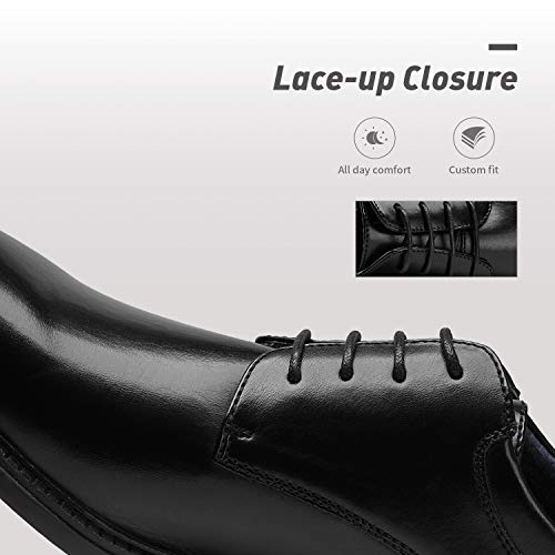 Bruno Marc Men's Downing-02 Black Leather Lined Dress Oxford Shoes Classic Lace Up Formal Size 8 M US