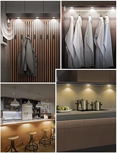 MATICOD Motion Sensor Light Indoor Under Cabinet Lights, Under Counter Lights for Kitchen, 3-White Under Cabinet Lighting LED Closet Lights Motion Sensored Undercounter Lights for Kitchen