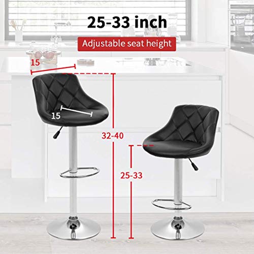 Counter Height Bar Stools Set of 2 Barstools Swivel Stool Height Adjustable Bar Chairs with Back PU Leather Swivel Bar Stool Kitchen Counter Stools Dining Chairs