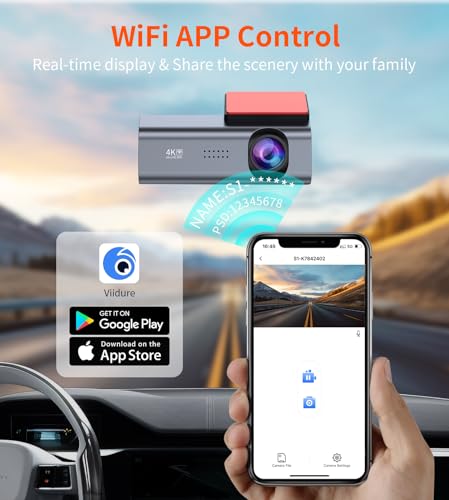 Cosuvow Dash Cam 4K Front Dash Camera for Cars 2160P WiFi Dashcam with APP 24 Hours Parking Mode WDR Free 32G Card G-Sensor Loop Recording Night Vision