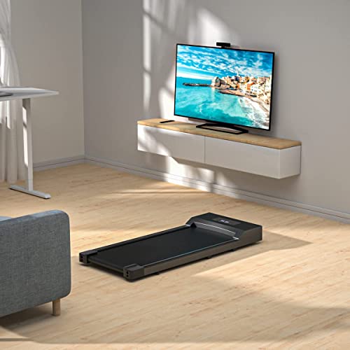 Under Desk Treadmill Walking Pad Walking Treadmill Portable Desk Treadmill Slim Walking Running for Home Office Exercise, Remote & LED Display - Black