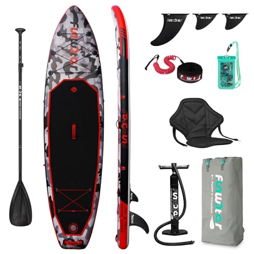 FunWater Inflatable Stand Up Paddle Board with Premium SUP Paddle Board Accessories Ultra-Light Inflatable Paddleboard with Kayak Seat
