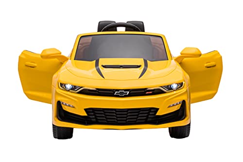 DAKOTT Kids Ride On Sports Car, 12V Battery Powered Chevy Camaro w/Parent Remote Control, Bluetooth, Horn, Music & Headlights Taillights for 3-6 Years