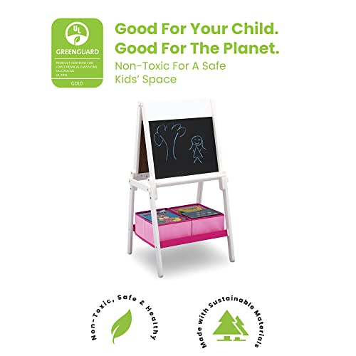 Delta Children MySize Kids Double-Sided Storage Easel -Ideal for Arts & Crafts, Homeschooling and More,- Greenguard Gold Certified, Bianca White