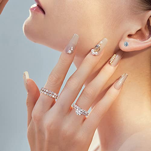 MOOSEA 1.5ct Moissanite Rings for Women, D Color VVS1 Clarity Excellent Cut Lab Created Diamond Rings 14K White Gold Vermeil 6 Claw Moissanite Engagement Rings for Women Jewelry Gifts