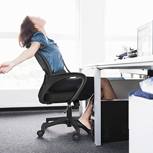 Yaheetech Office Chair Ergonomic Computer Chair Mid Back Adjustable Desk Chair with Lumbar Support Armrest, Swivel Mesh Task Gaming Chair for Home Office Work Study, Black