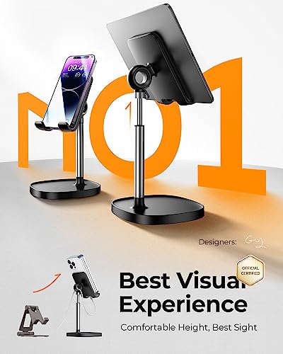 LISEN Cell Phone Stand, Height Angle Adjustable Phone Stand for Desk, Thick Case Friendly Phone Holder Stand, Taller iPhone Stand Compatible with All Mobile Phones,iPhone, Switch,iPad,Tablet(4-10in)