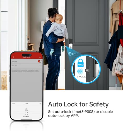 HEANTLE Smart Front Door Lock Set, 8-in-1 Fingerprint Keyless Entry Door Lock with App Control, Electronic Touchscreen Keypad Deadbolt with 2 Lever Handles, Auto Lock,Easy Installation, Silver