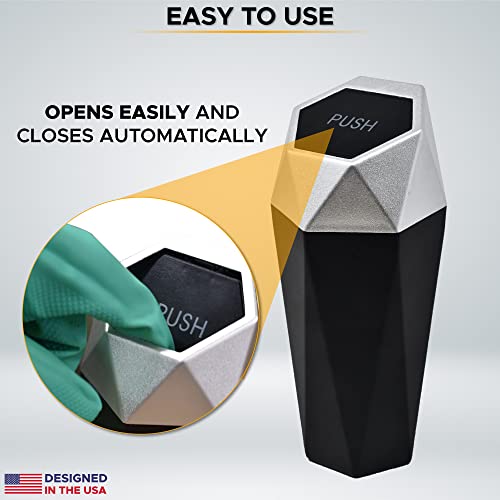 EcoNour 2 Packs Car Trash Can with Lid,Leakproof Vehicle Trash Bin with Removable lid & 30 pcs Garbage Bags,Easy to Clean Mini Garbage Bin for Automotive Car Home Office Kitchen Bedroom.