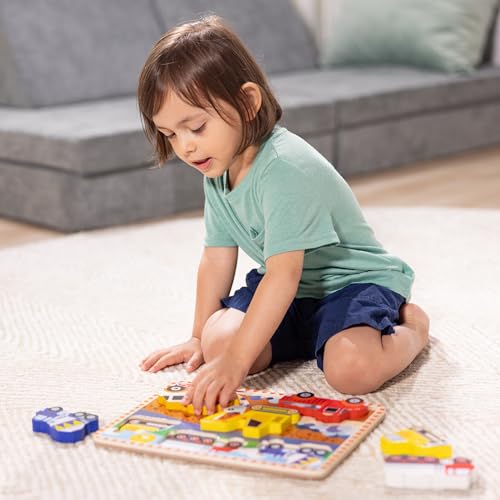 Melissa & Doug Construction Vehicles Wooden Chunky Puzzle (6 pcs)